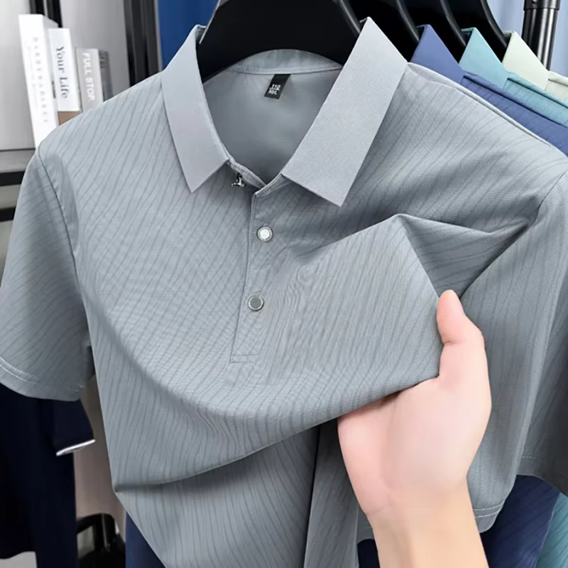 BROWON 2026 – Nouveaux Polos d'été de Luxe pour Homme à Manches Courtes en Soie Glacée