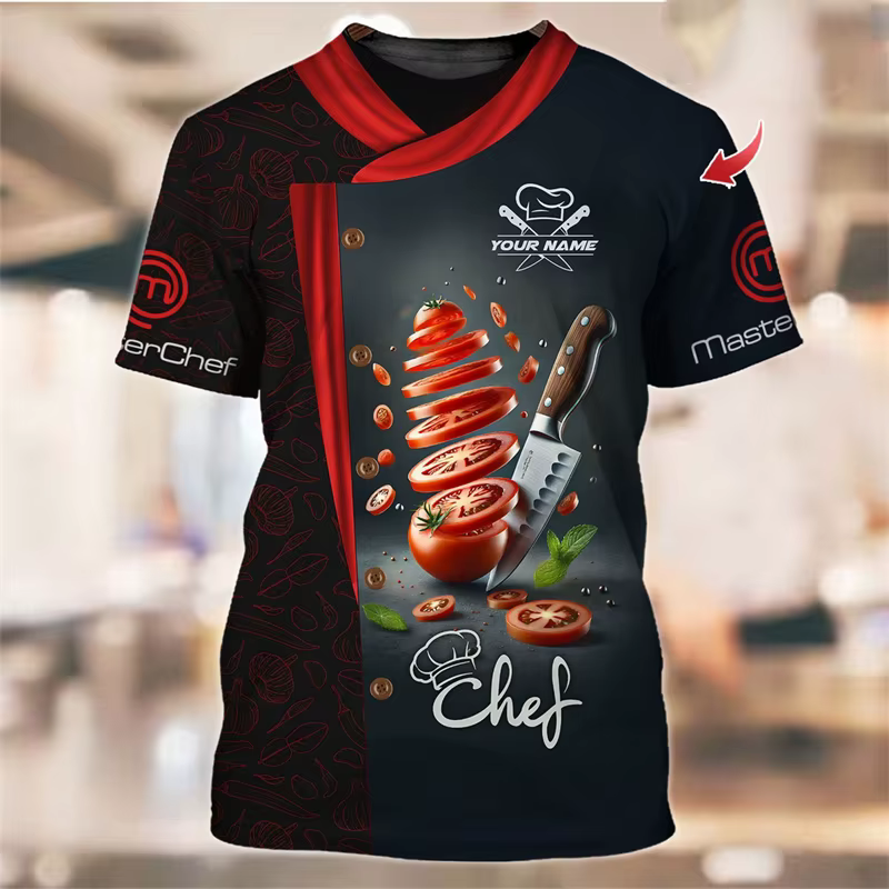 Chef travail T-shirt pour hommes drôle personnalité modèle col rond t-shirts impression 3D mode