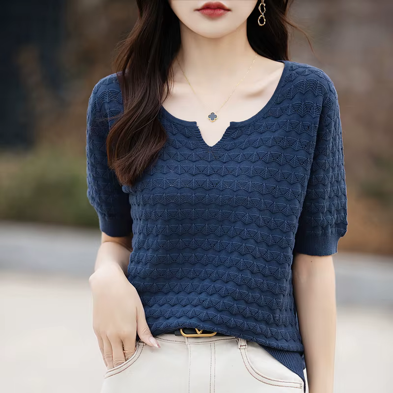 T-shirt en pur coton à manches courtes pour femmes