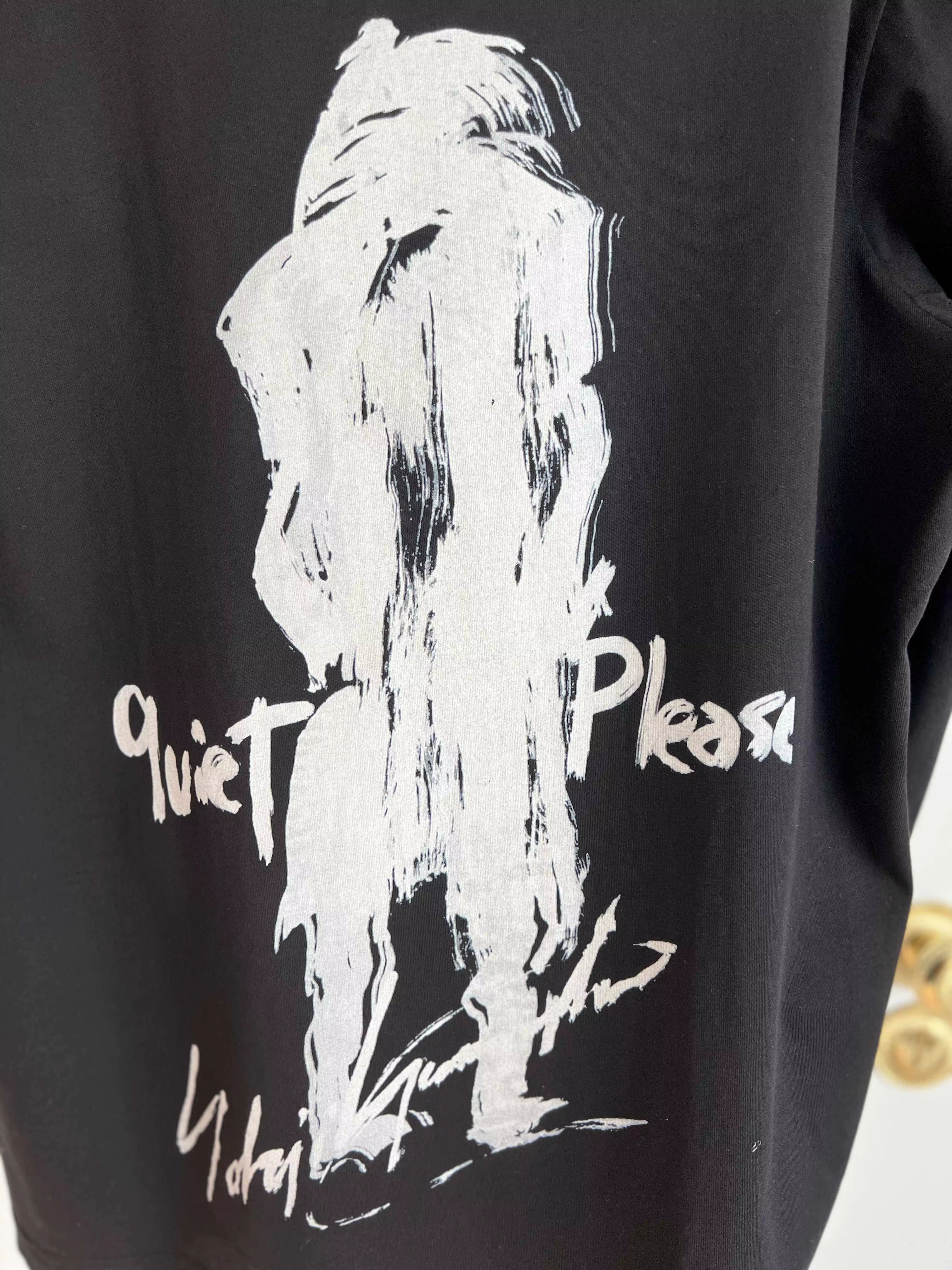 TOP-YAMAMOTO Design original - T-shirt à manches longues avec col rond, noir