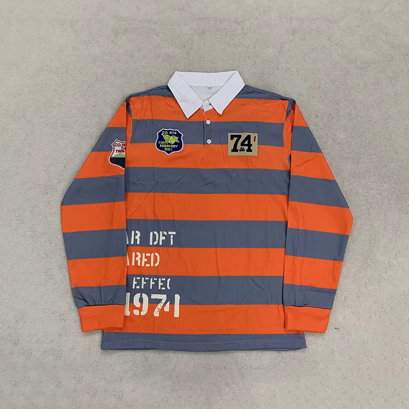 Polo de rugby rétro rayé pour homme
