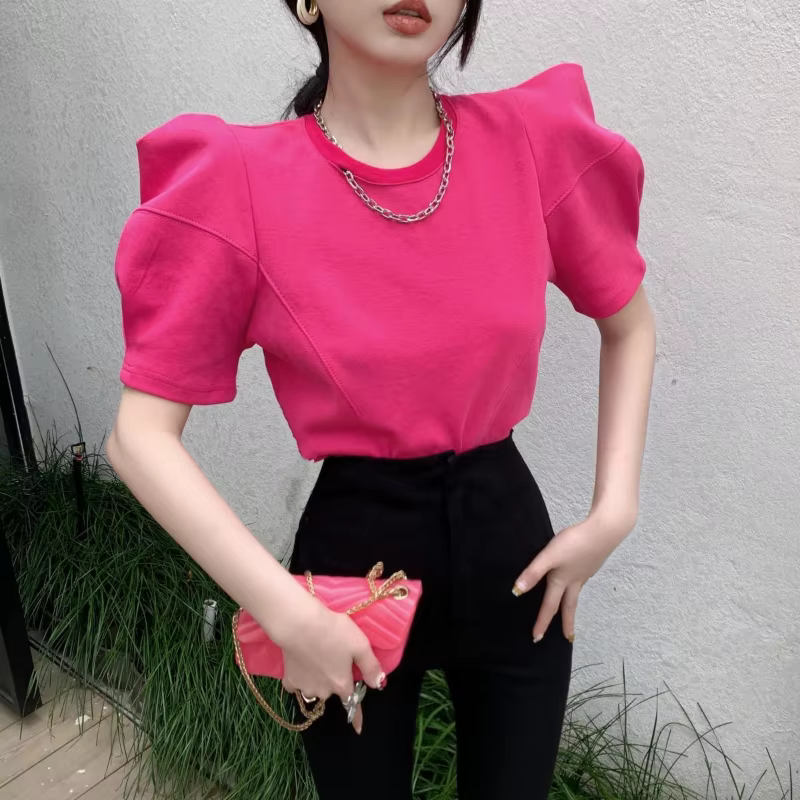 T-shirt manches courtes col bouffant