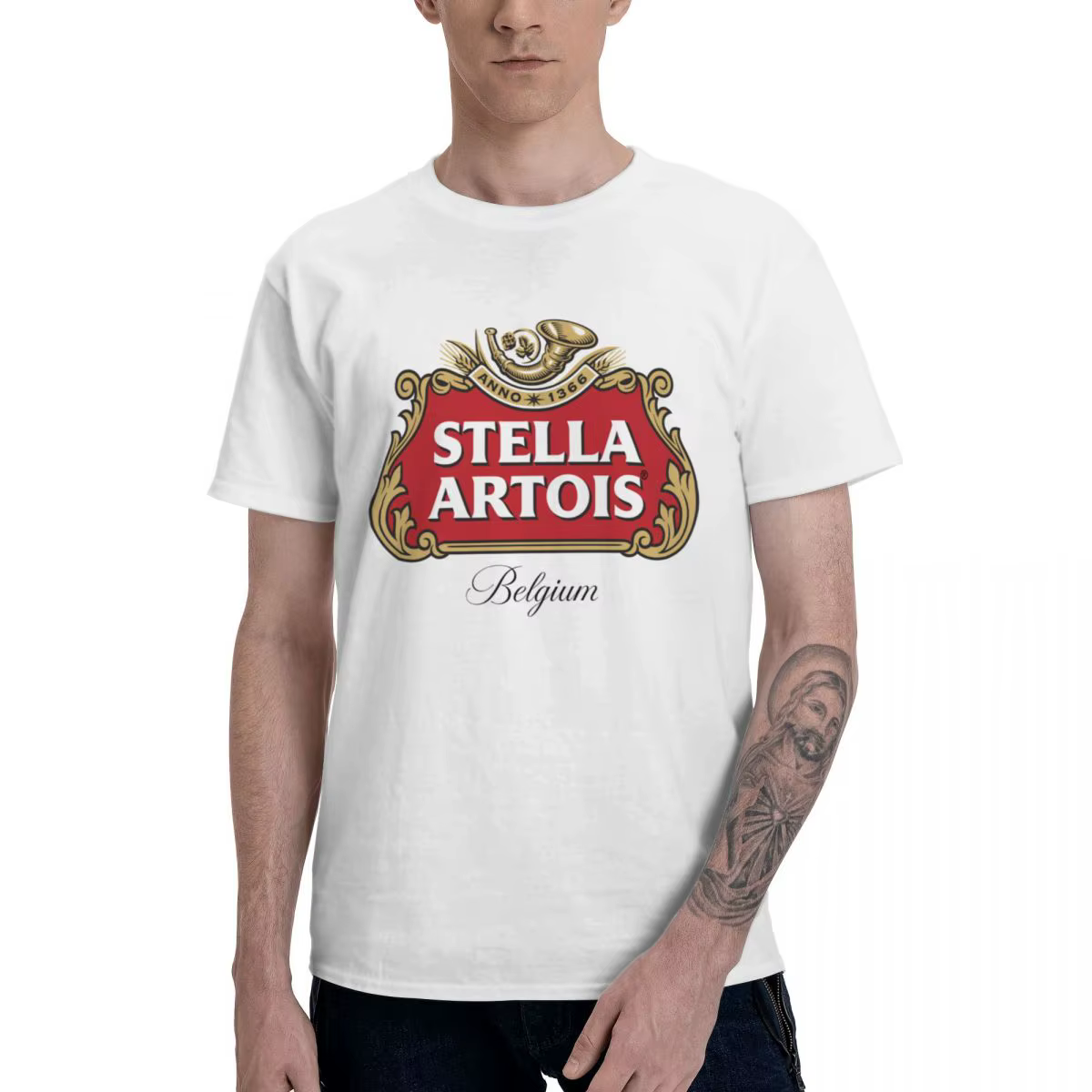 T-shirt à col rond en pur coton pour hommes