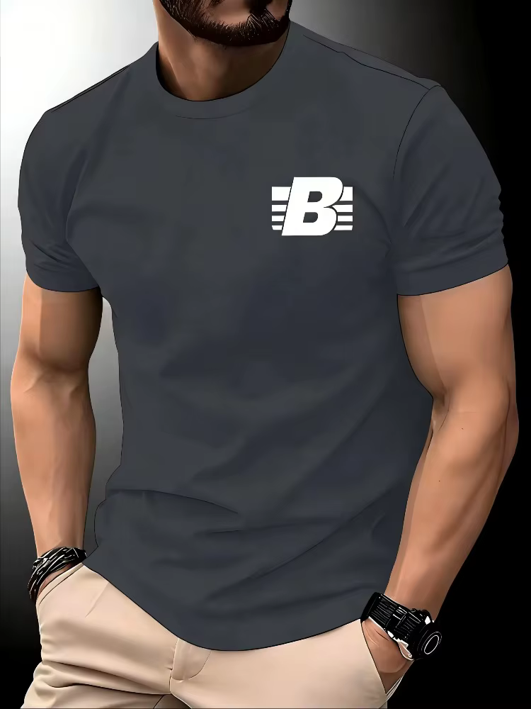 Nouveau T-shirt de course à col rond pour homme - Édition printemps/été - Design à fines rayures