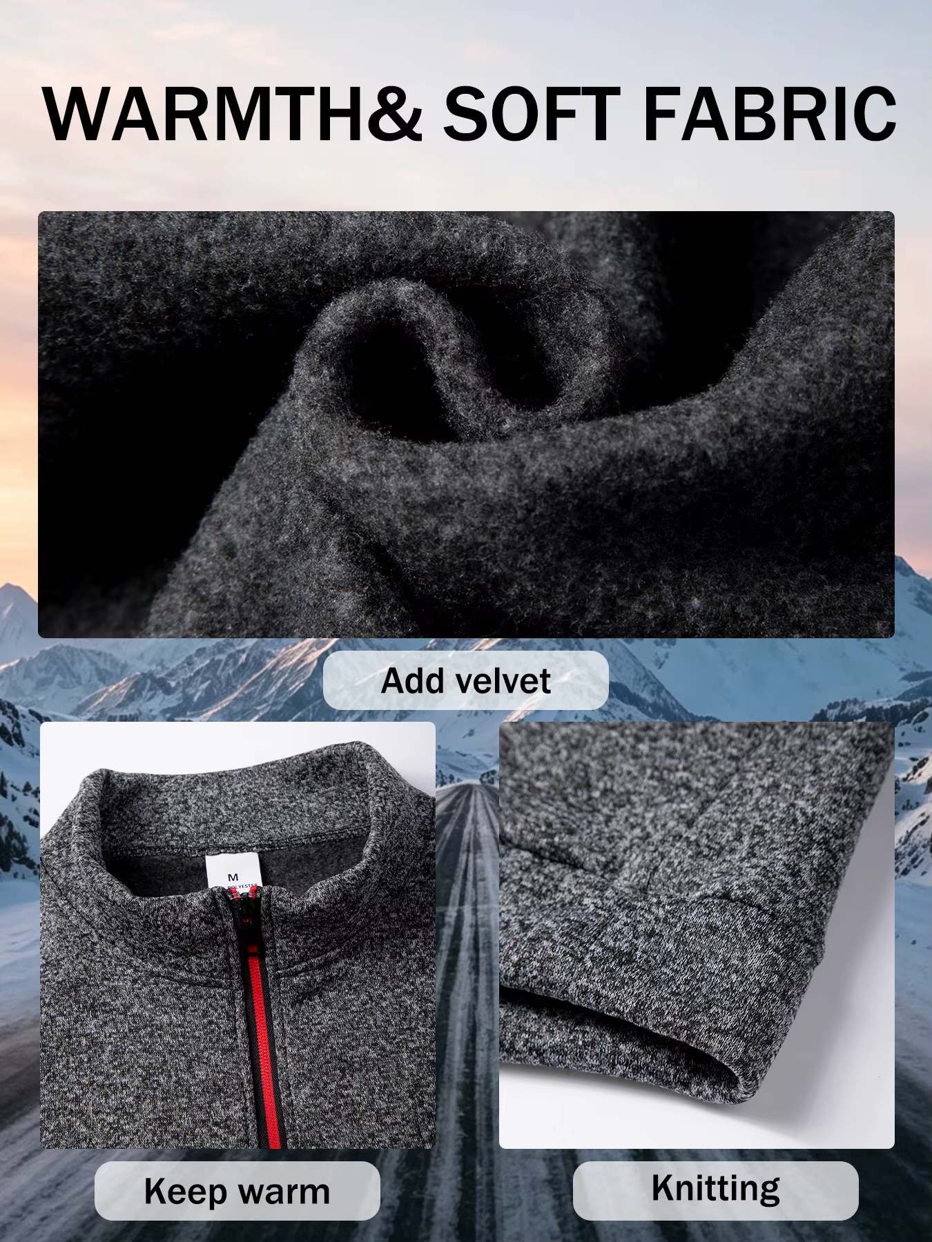 Sweat-shirt polaire demi-zip pour homme