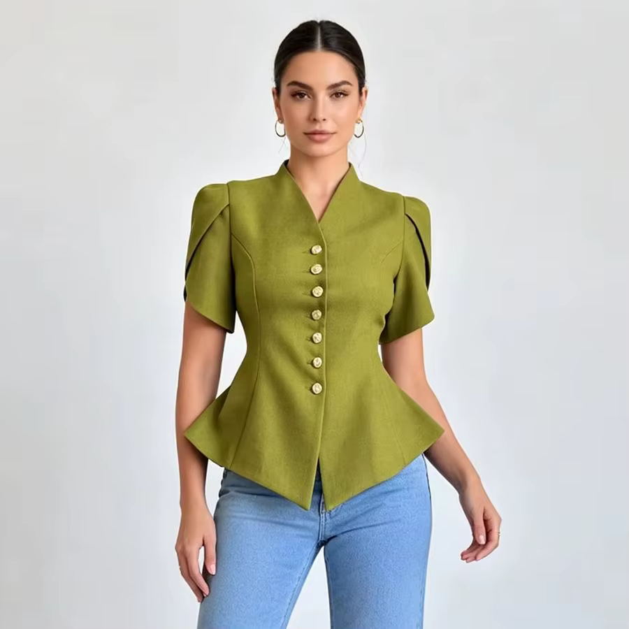 Haut blazer peplum LIMO avec col en V