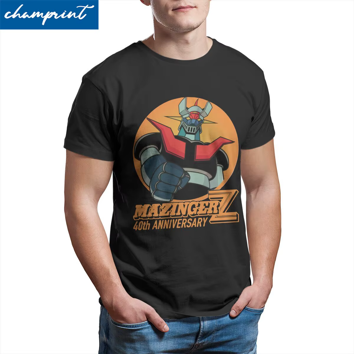 T-shirt manches courtes homme, 100% coton, hipster, robot Grendizer Goldorak Actarus, Mazinger Z 40th, taille Y