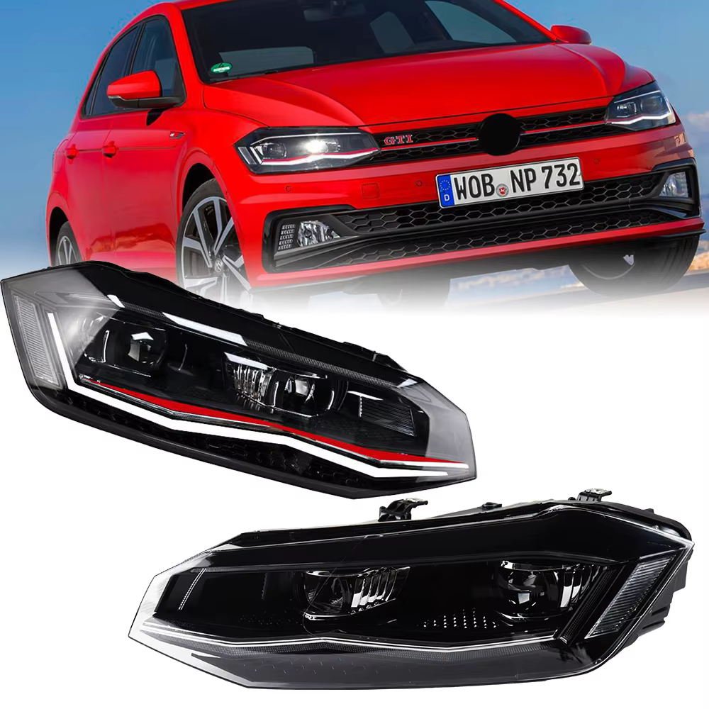 Feux de sauna pour VW POLO 2019-2022 DRL, feux de jour, phare LED, ampoule Bi SG, phares antibrouillard, accessoires de voiture