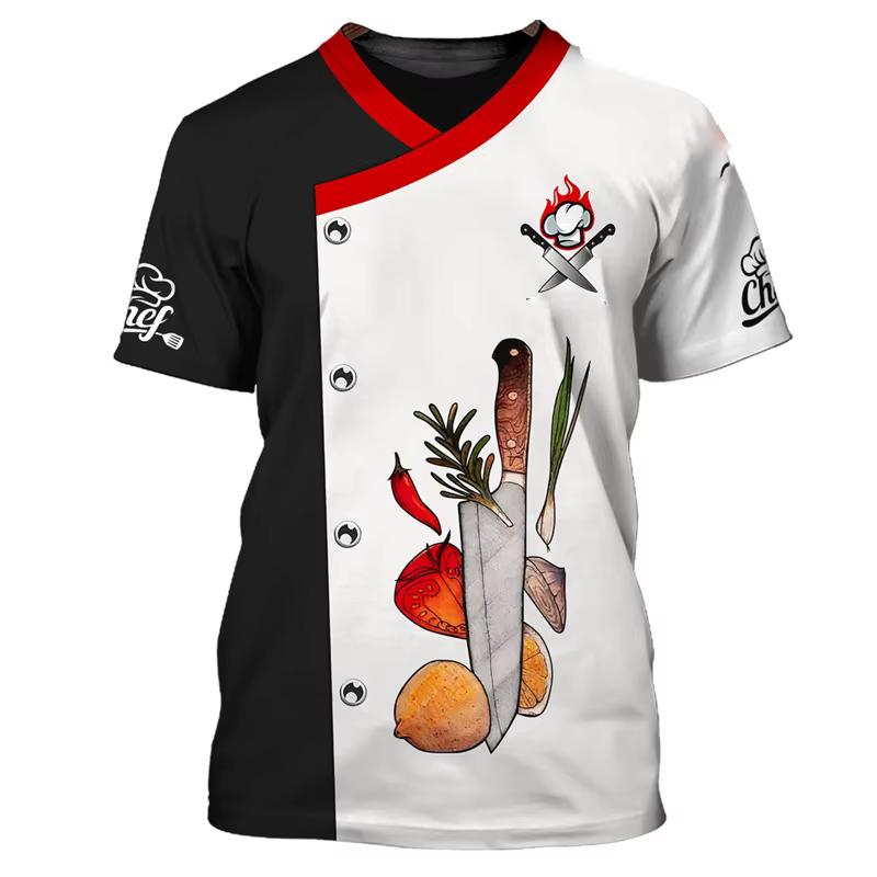 Chef travail T-shirt pour hommes drôle personnalité modèle col rond t-shirts impression 3D mode