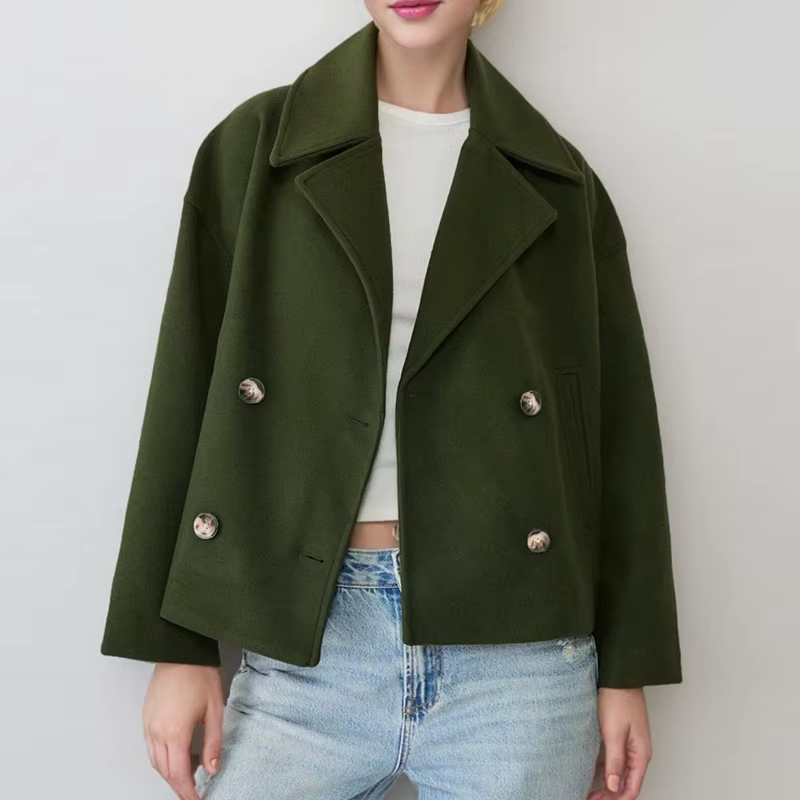 Femmes élégantes Blazers manteau col rabattu Double bouton vestes