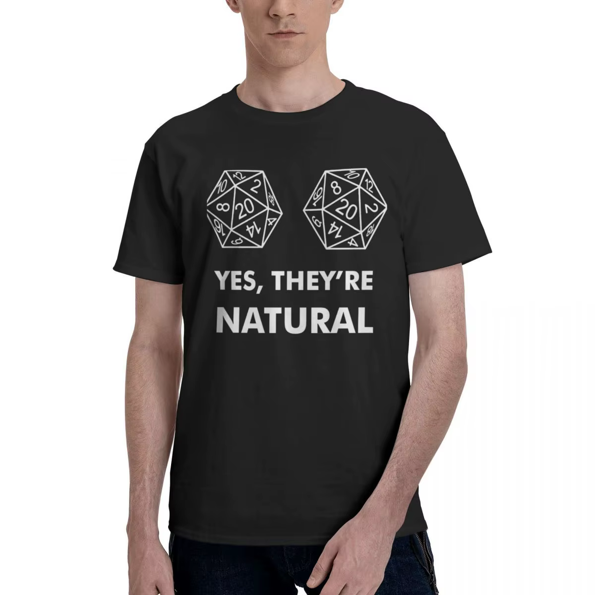 T-Shirt homme DnD jeu D20 oui ils sont naturels ajusté mode 100% coton