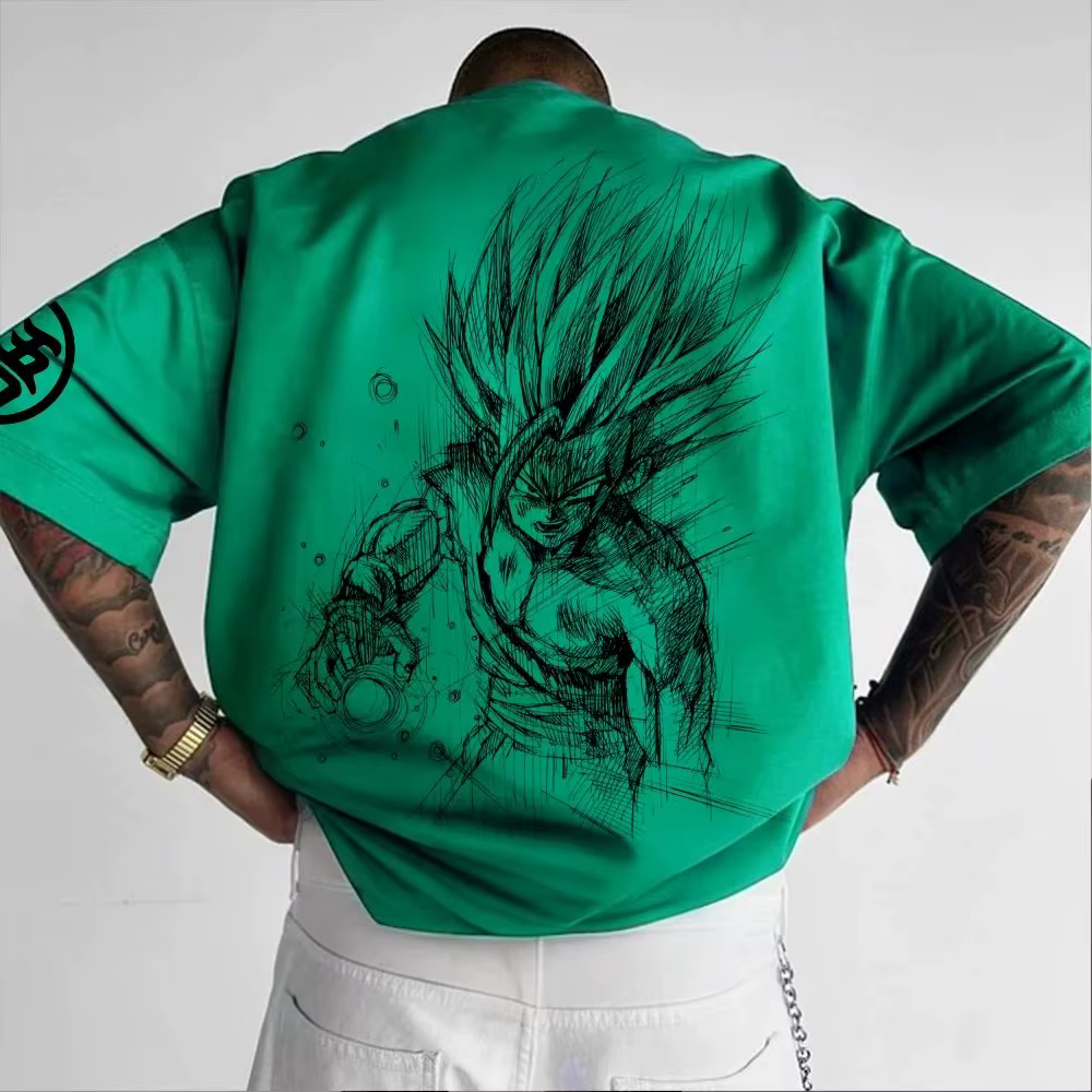 Dragon Ball Animation T-Shirt hommes été nouveau Double face impression ample décontracté Harajuku à la mode à manches courtes Parent-enfant haut