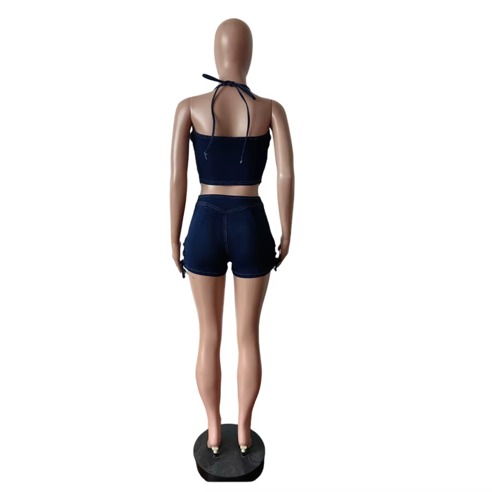 Sexy Jean tenues femme ensemble couture Denim Corset haut et Short costume Y2k décontracté été 2025 deux 2 pièces correspondant ensembles courts