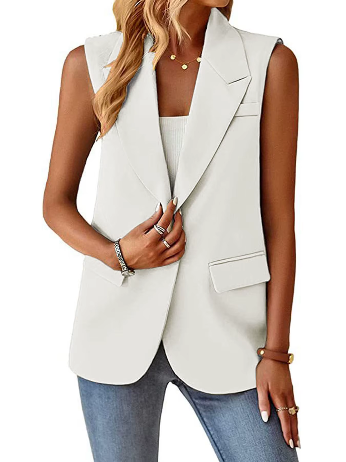 2025 femmes sans manches Blazer gilet décontracté bureau
