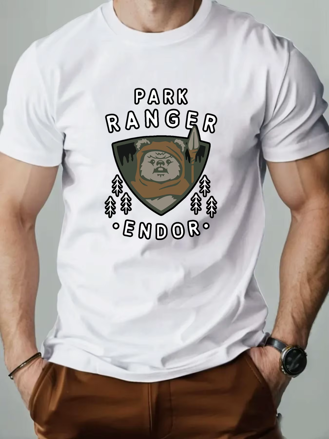 Hommes T-Shirt 100% coton ours dessin animé motif imprimé été col rond respirant décontracté à manches courtes mode
