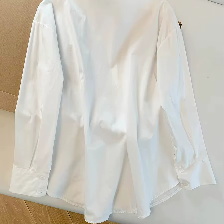 Chemisier blanc à col rabattu pour femme