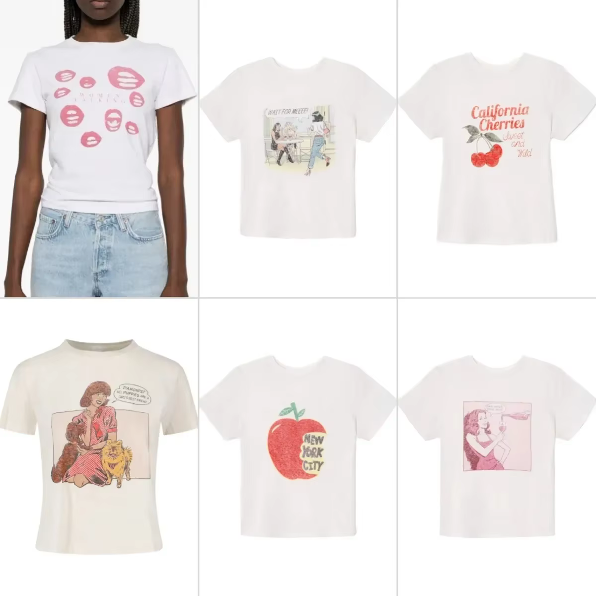 T-shirt en coton pour femme, nouvelle collection été 2026, manches courtes, col rond, imprimé personnage de dessin animé, haut polyvalent pour femme