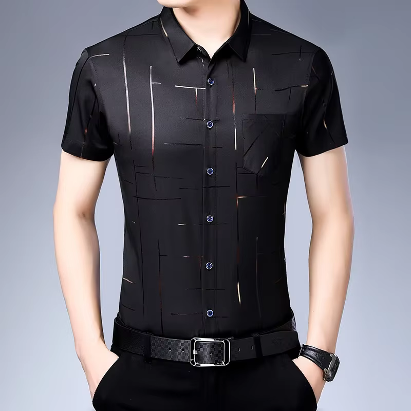 Chemise d'affaires décontractée à manches courtes pour hommes