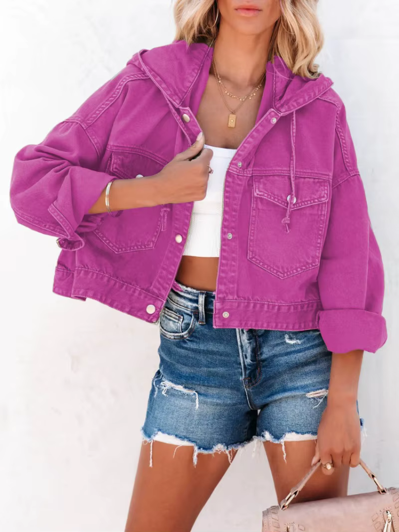 Veste en jean à capuche pour femme