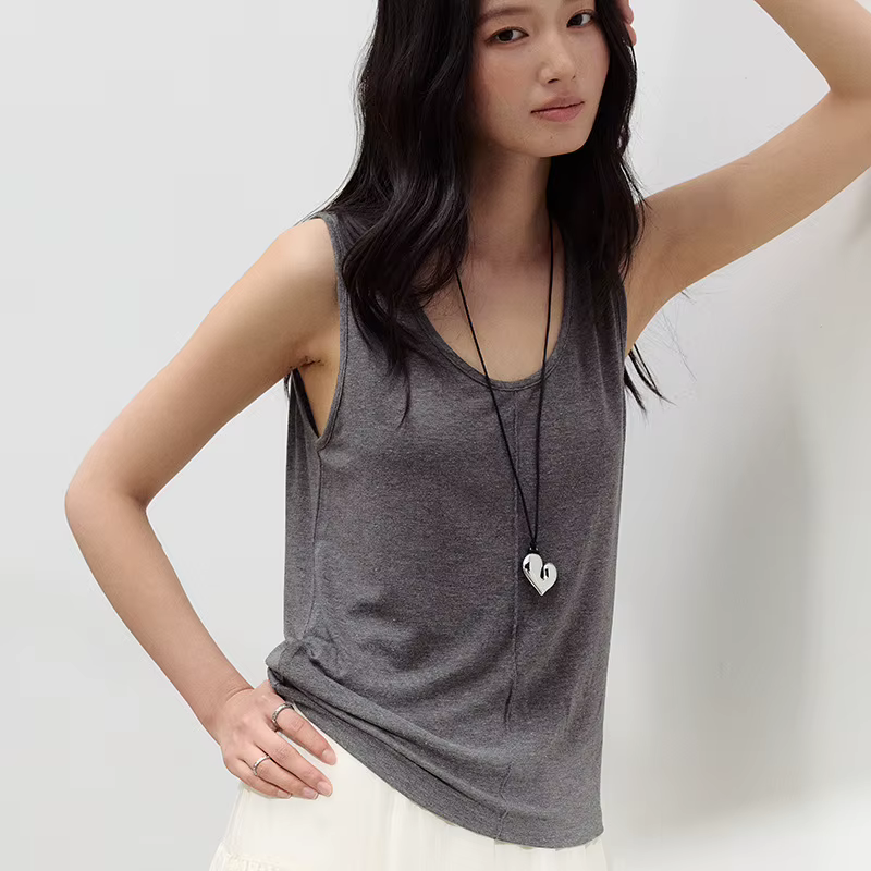 Débardeur en Acétate, Lin et Lyocell pour Femme – Nouvelle Collection Printemps/Été – Camisole Ample avec Base Rayée