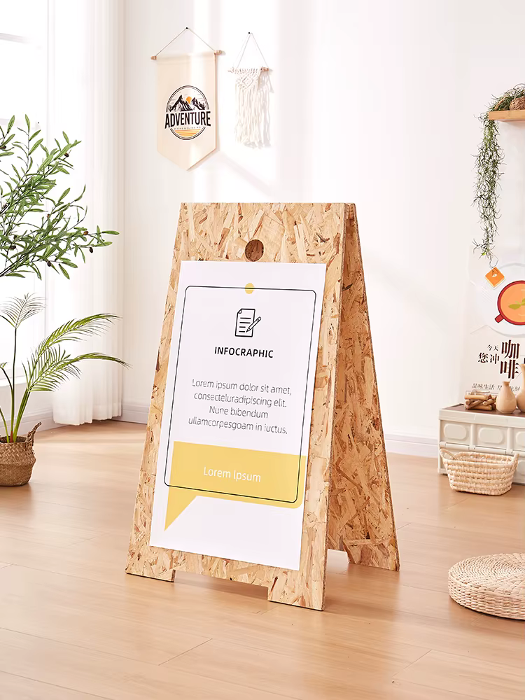 Panneau d'affichage en forme de V 40x60cm, panneau d'affichage de porte de magasin, plaque publicitaire sur pied personnalisée, panneau en bois, personnalité créative