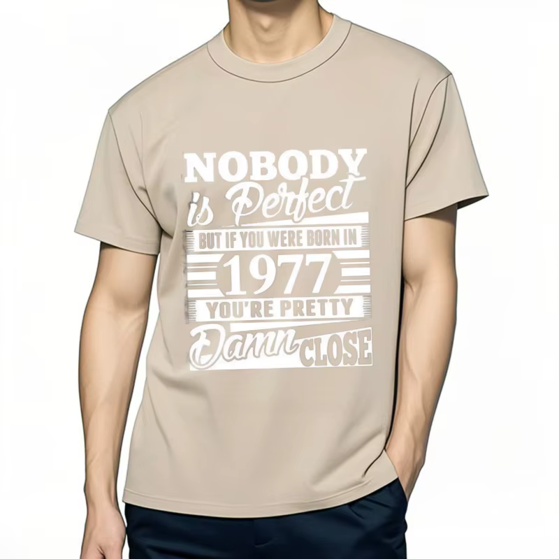 Style rétro hommes T-Shirt 1977 graphique numérique coton à manches courtes col rond coupe ample été