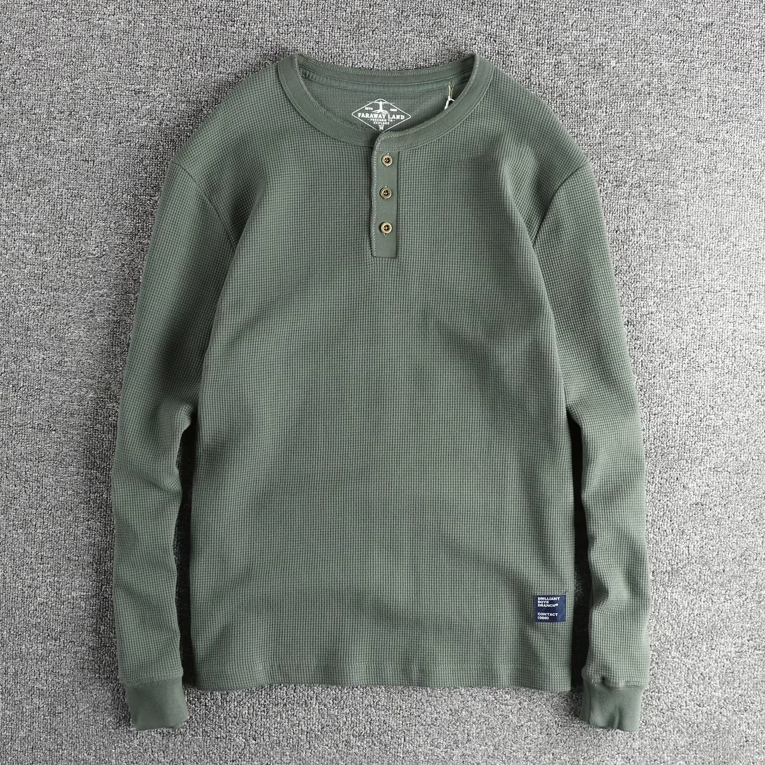 T-shirt à manches longues en tissu gaufré pour hommes