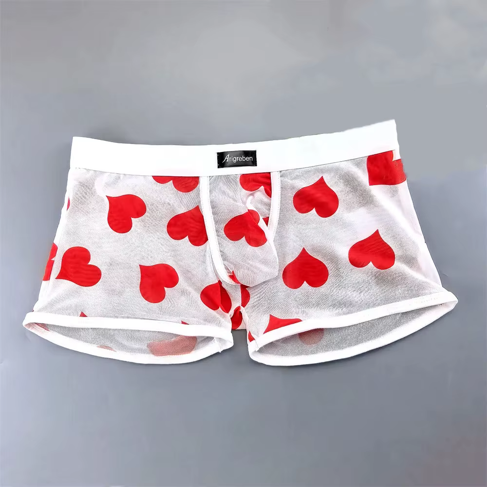 Boxer Transparent en maille «coeurs» pour homme