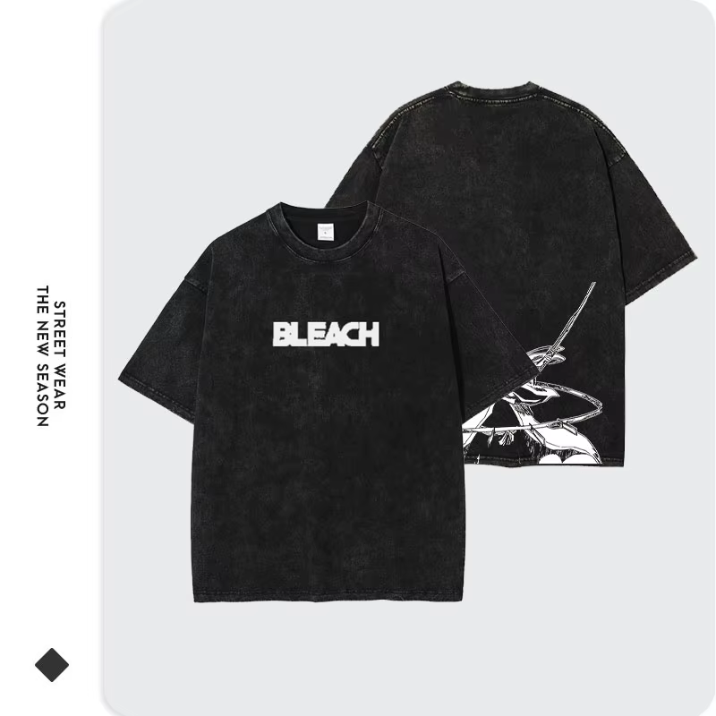Anime B-Bleach t-shirts surdimensionné Vintage lavé Kurosaki Ichigo T-shirt Streetwear Manga Renji Zaraki Kenpachi hauts