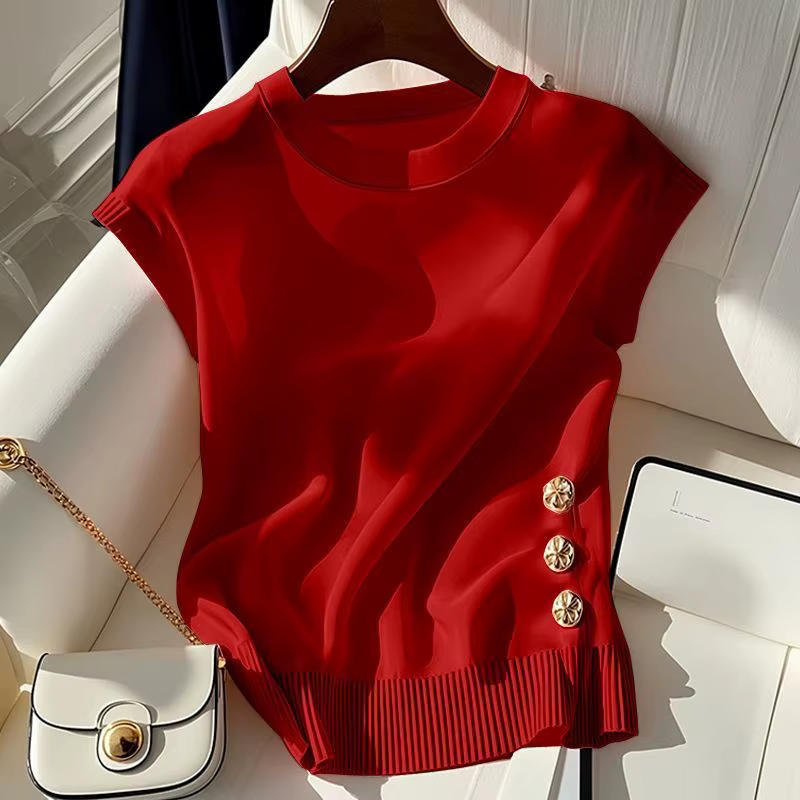 Nouveau pull coréen d'été 2026 à col rond pour femme – Chic