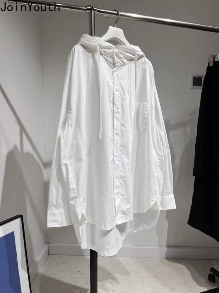Haut pour femme Blouses surdimensionnées vêtements pour femmes 2025 Blusas Mujer De Moda chemises à capuche à manches longues décontracté mode chemisier blanc