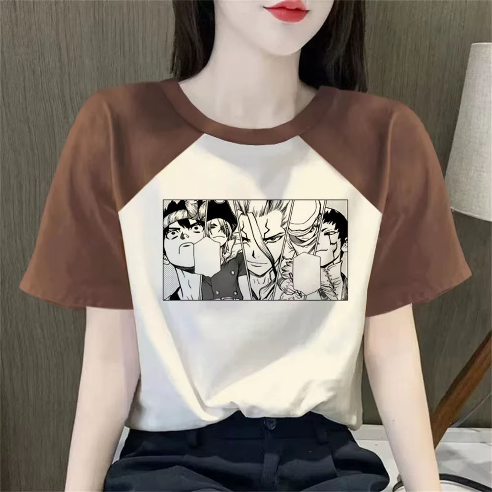Dr Stone t-shirt adolescent gothique années 2000 confortable graphique Pop Culture 80s chemise streetwear Pastel classique anime esthétique Vintage