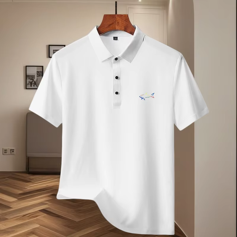 Polo homme à manches courtes, design imprimé tendance, haut d'été, nouveau, frais et respirant, couleur unie, décontracté, t-shirt en soie glacée