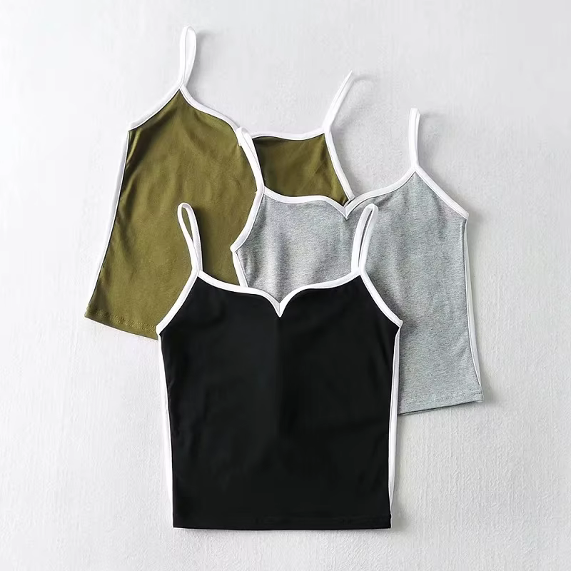 Haut court noir été sexy hauts femmes 2024 spaghetti sangle
