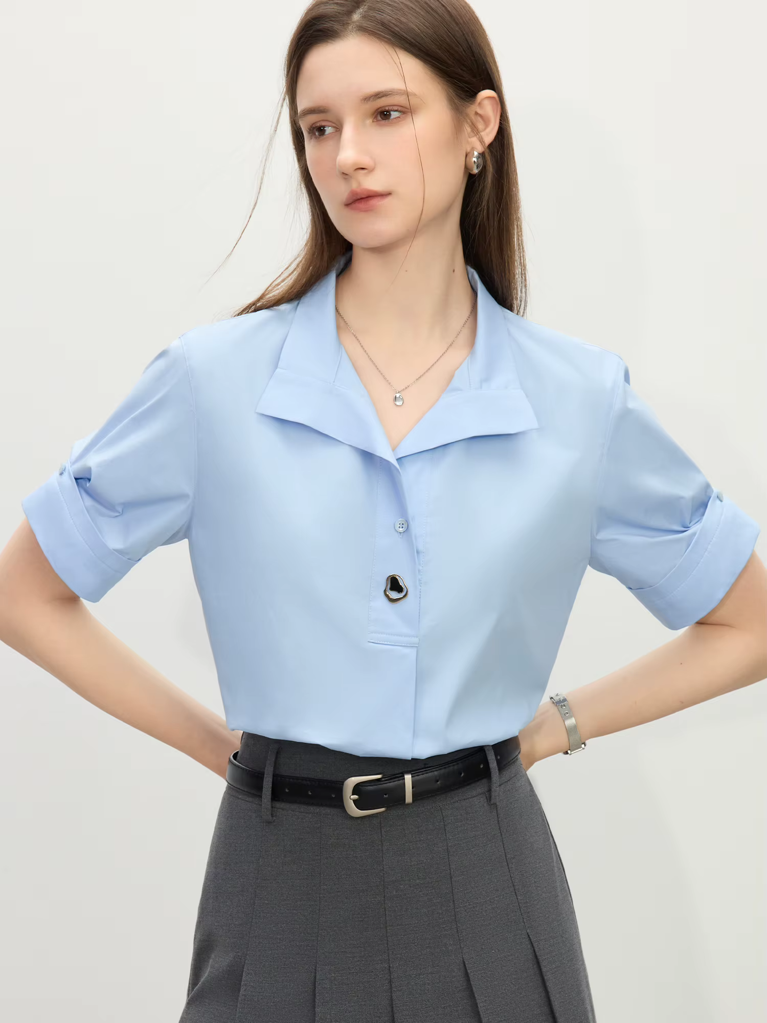 FSLE 2025 été blanc français à manches courtes chemise surdimensionné Design bureau à la rue lin mélangé Chic haut décontracté ample 25FS12138