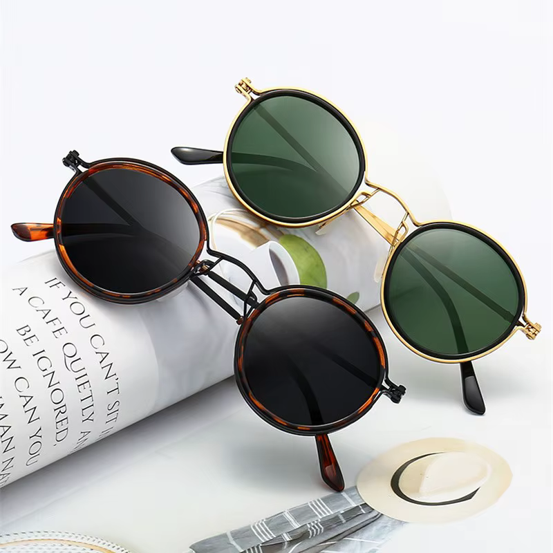 Lunettes de soleil rondes rétro unisexes
