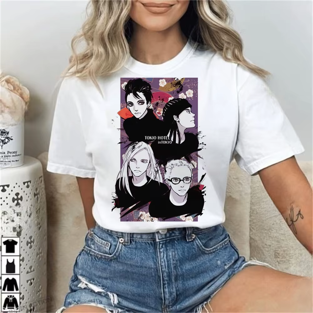 Tokio Hotel t-shirt adolescent graphique classique respirant coloré université psychédélique t-shirt classique streetwear Grunge confortable