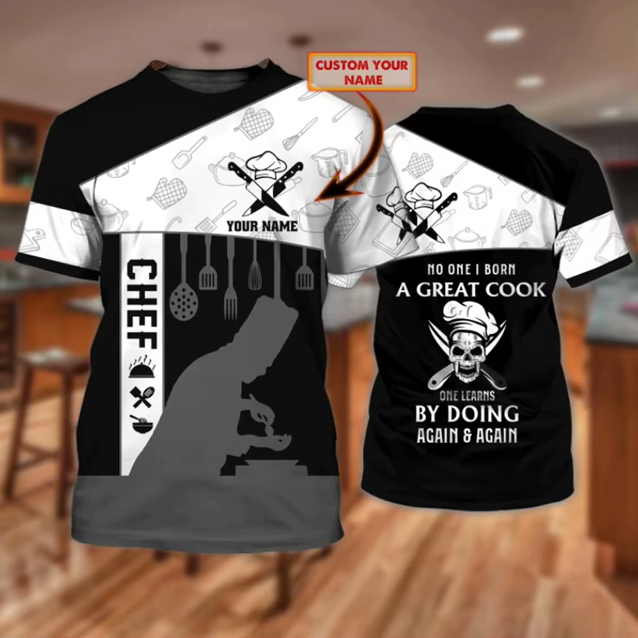 Chef tatoué été hommes T-shirt nom personnalisé
