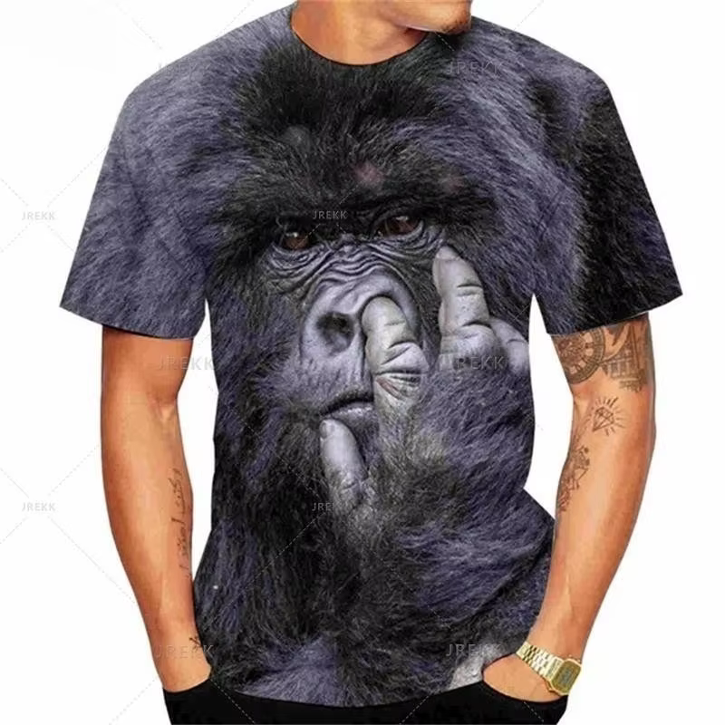 Animal T-Shirt pour hommes 3D imprimé Design Spoof gorille drôle singe femmes