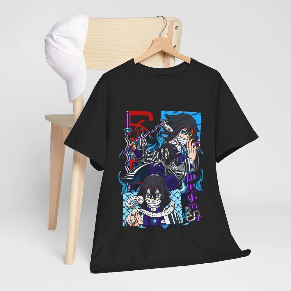 T-shirt Demon Slayer Inspiré de l'Anime Igflats Obanai, Noir, Cadeau