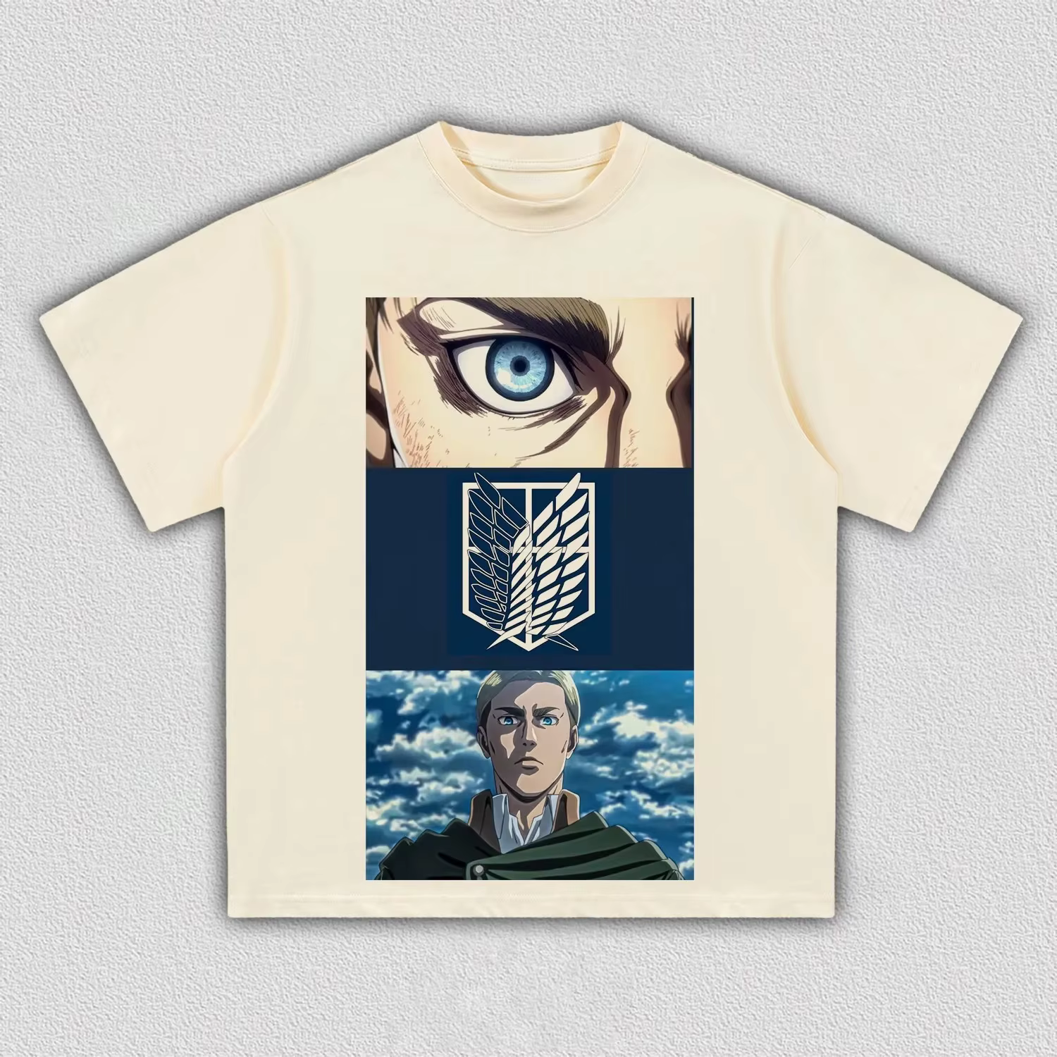 T-shirt en coton de haute qualité avec impression anime Attack on Titan Erwin Smith