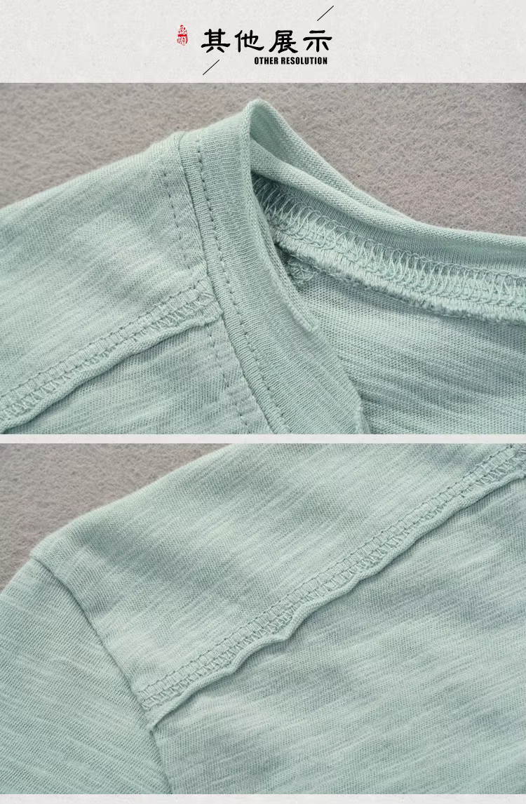 T-shirt col rond pour hommes en coton flammé en détresse mode d'été mince décontracté couleur unie col effiloché et