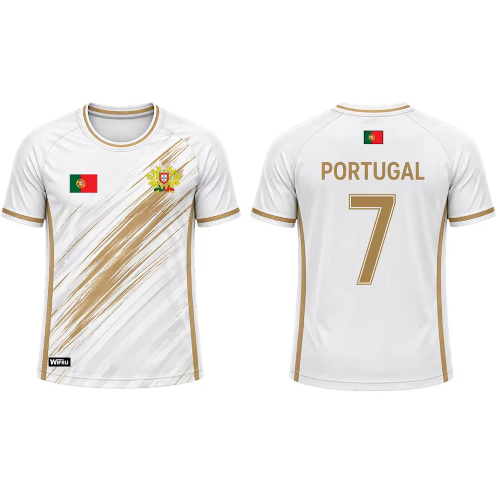 Nouveau maillot de football du Portugal, t-shirt de sport d'extérieur respirant à manches courtes pour hommes et femmes, haut décontracté