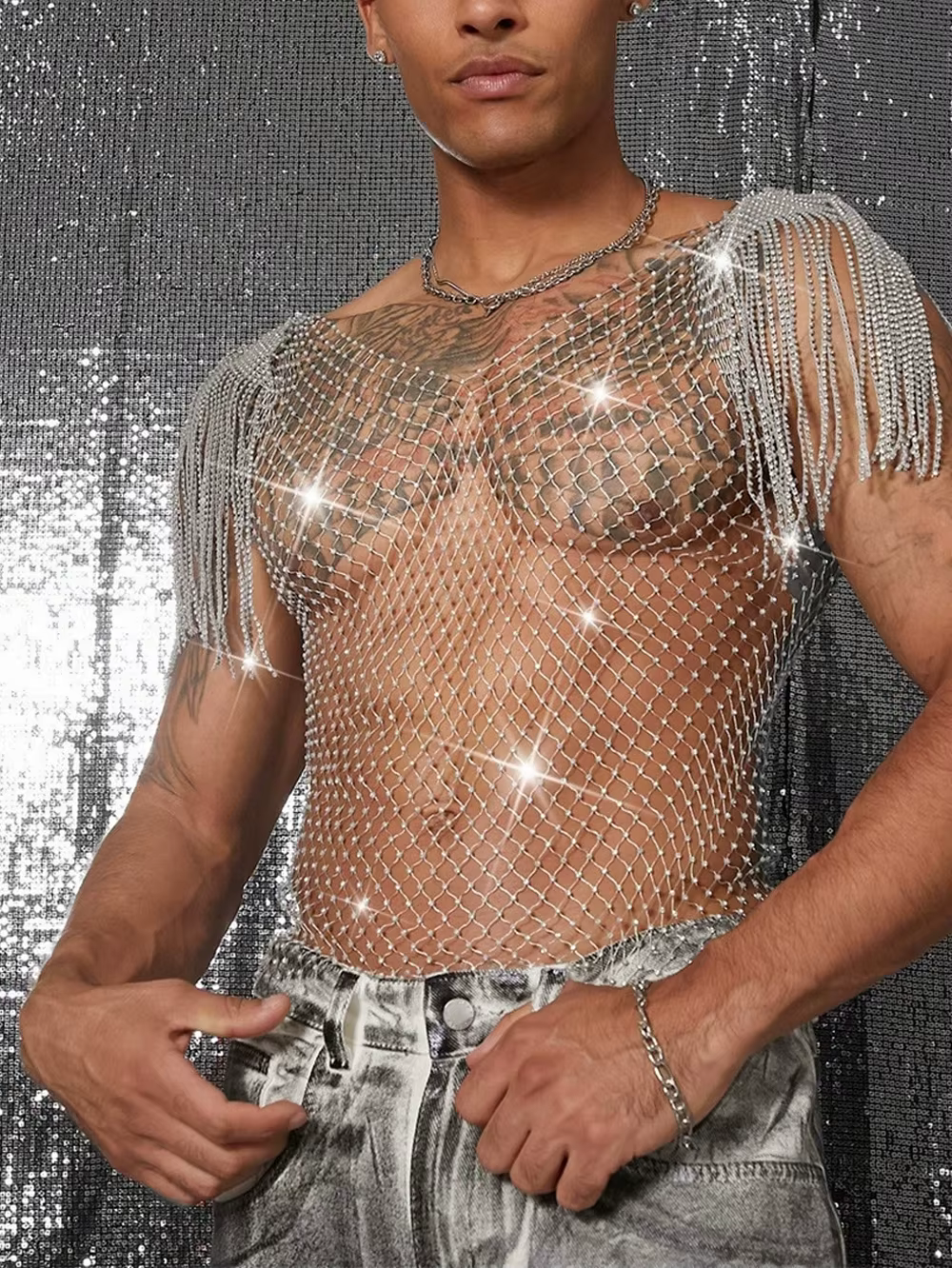 Débardeur en strass brillant pour hommes