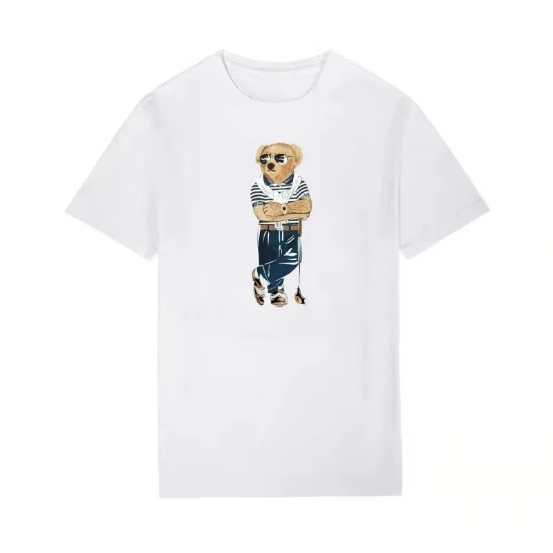 Nouveaux t-shirts en coton à imprimé ours Poloo pour hommes