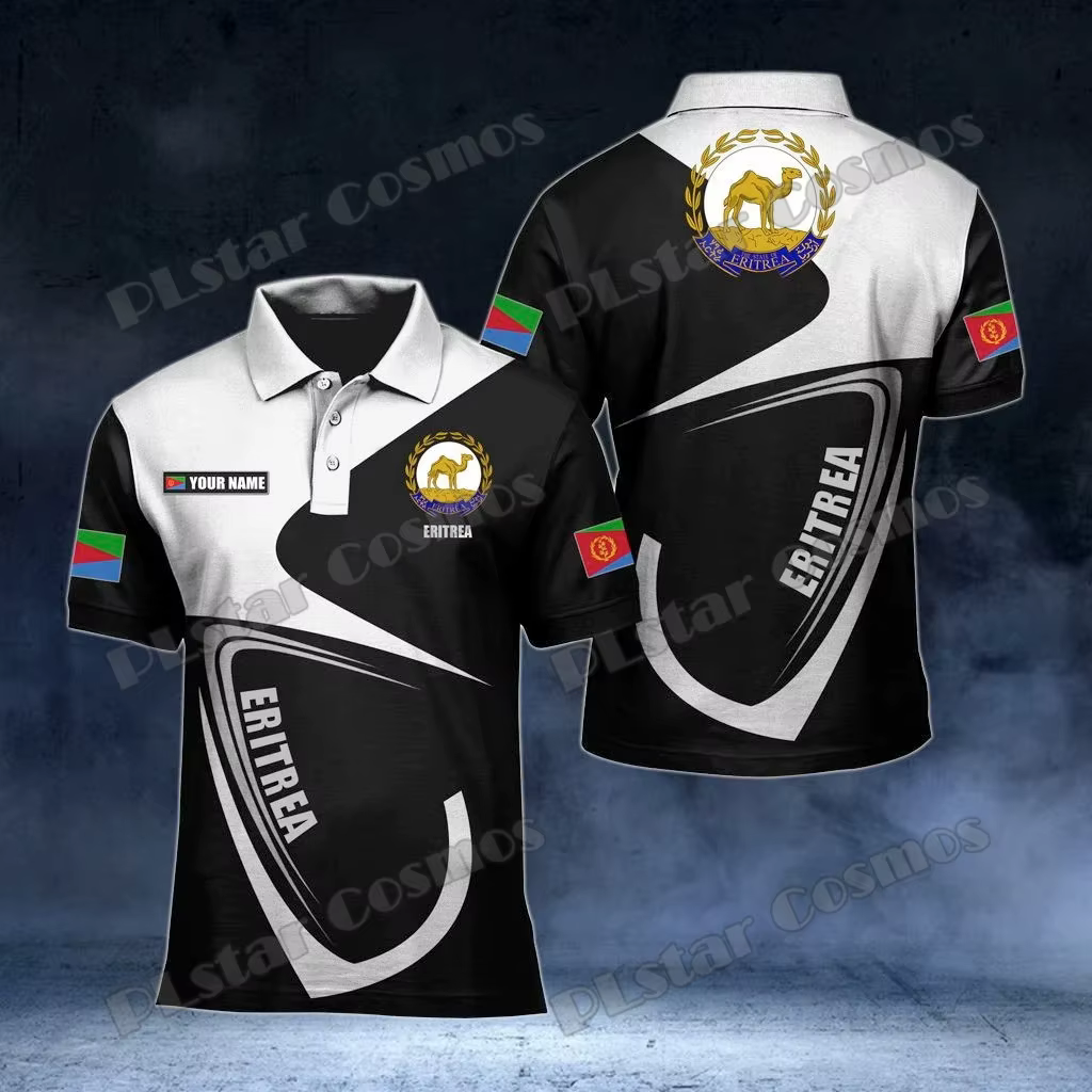 Personnaliser l'érythrée blason 3D partout imprimé mode hommes Polo été décontracté unisexe à manches courtes