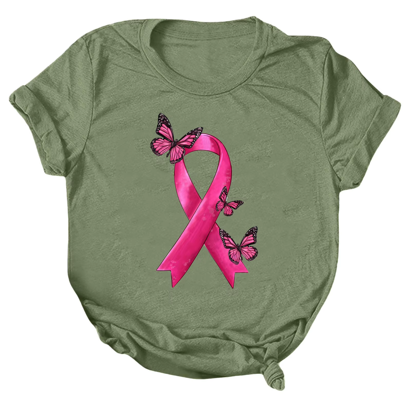 T-Shirt à Manches Courtes et Col Ras du Cou pour Femme