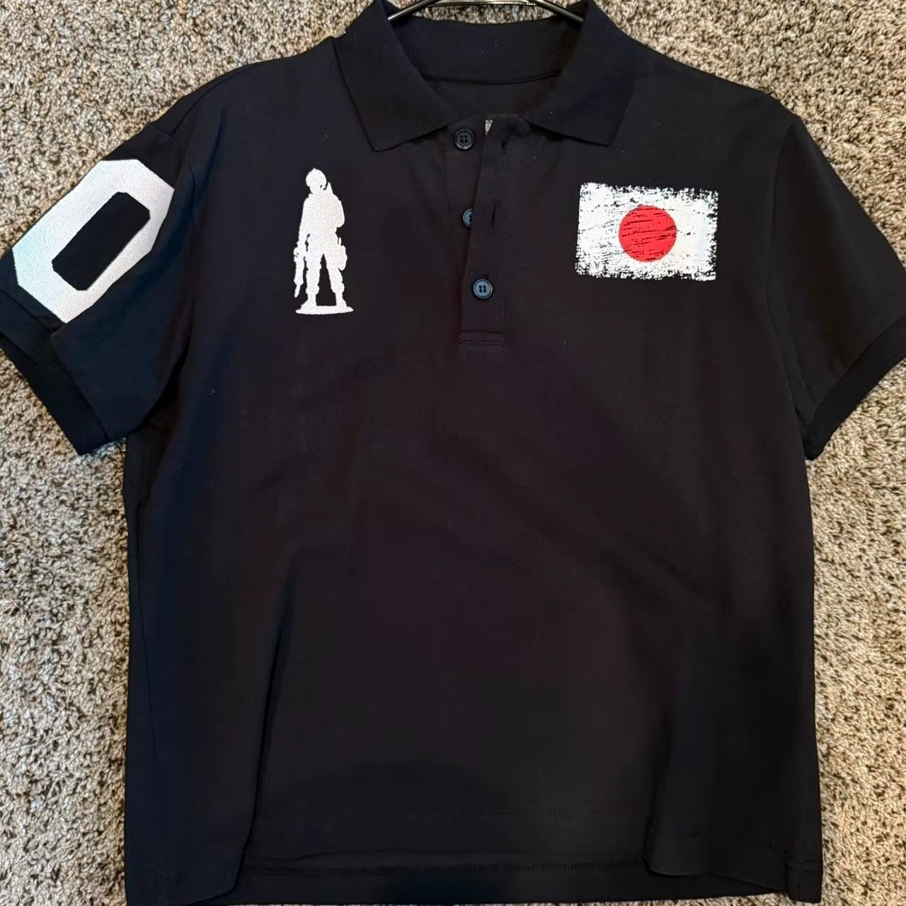 Polo pour homme noir, imprimé blchwhite