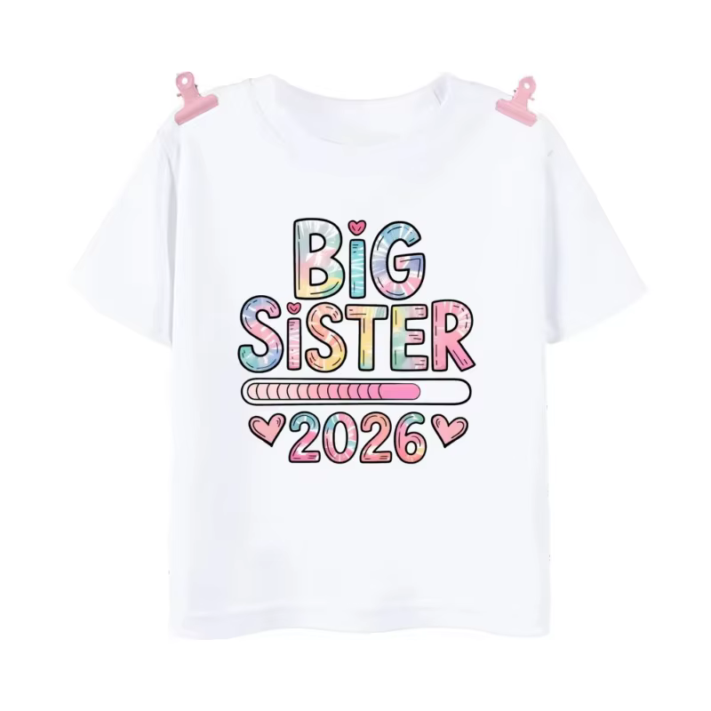 T-shirt à manches courtes pour fille style sœur 2026