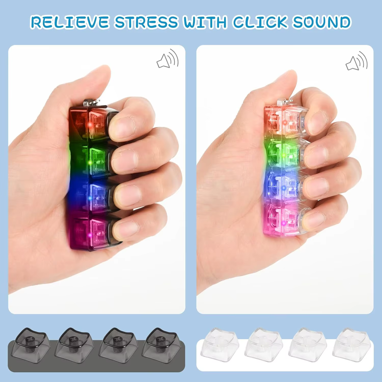 Porte-clés LED Clavier avec Bouton Cliquable Anti-Stress et Anxiété
